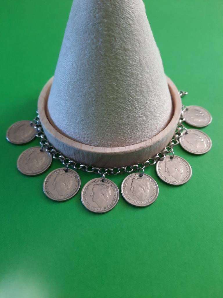 Kwartjes Armband Wilhelmina, Ophalen of Verzenden, Zo goed als nieuw, Zilver, Staal