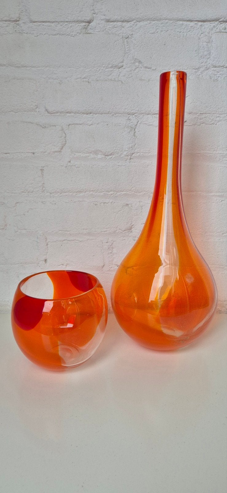 Erg mooie set van glazen, Leonardo vazen, Handgemaakt, Oranje, Ophalen of Verzenden, Glas