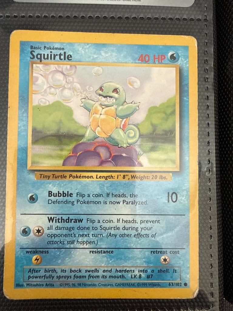 Pokémon Kaart: Squirtle 63/102 (Base Set), Ophalen of Verzenden, Gebruikt, Losse kaart