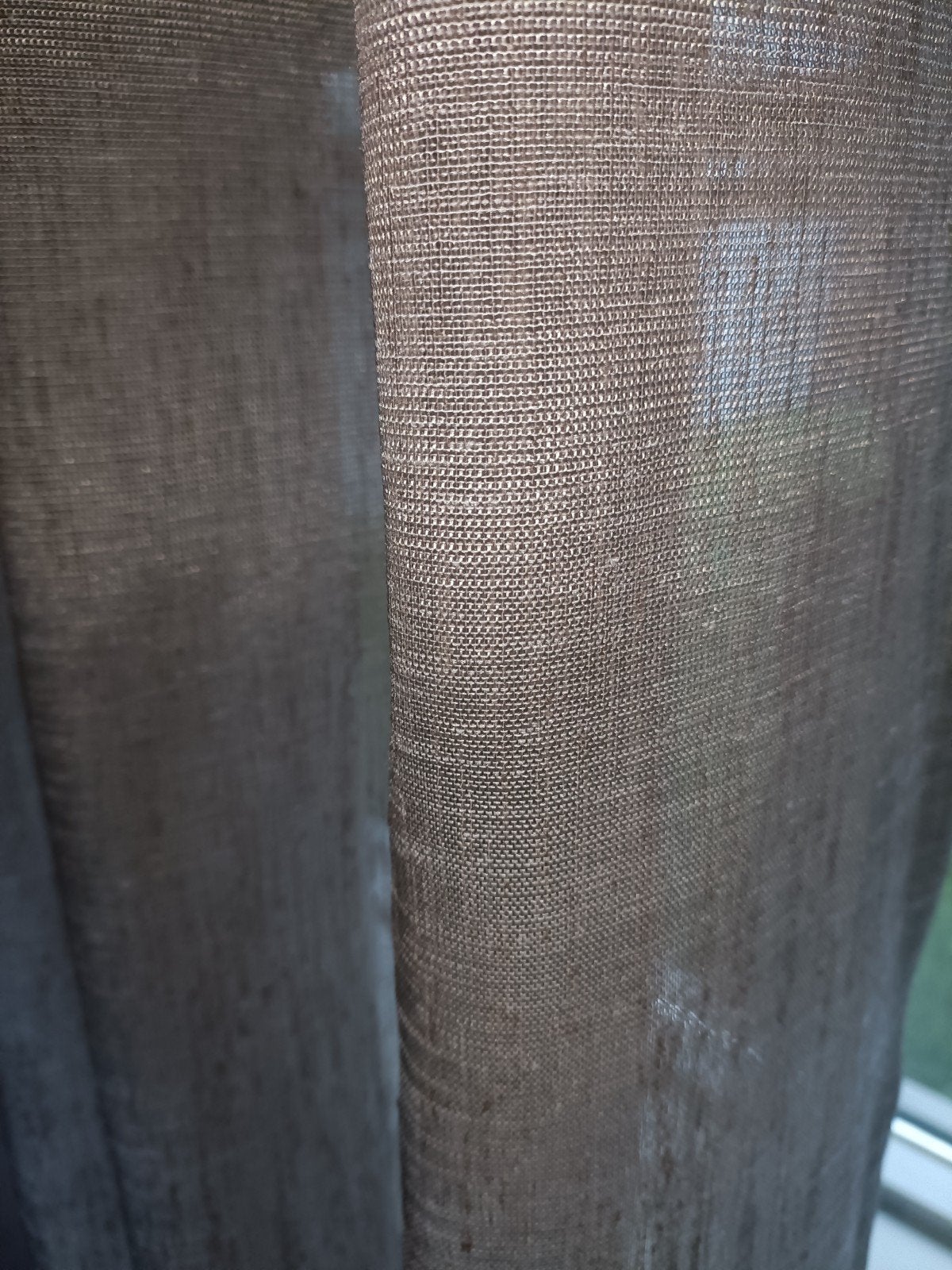 Wave gordijnen / vitrage inbetween taupe met haken, Huis en Inrichting, Woonaccessoires | Plaids en Woondekens, Gebruikt, Ophalen of Verzenden
