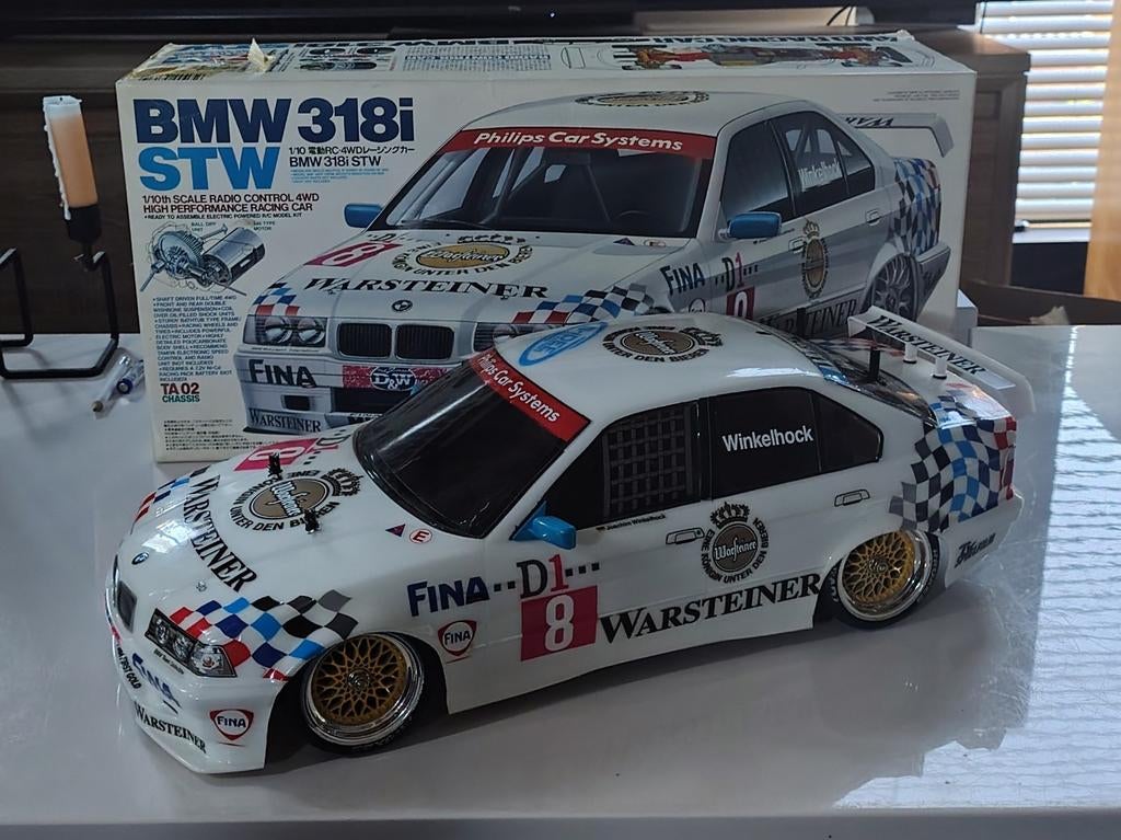Tamiya TA02 RTR BMW 318i STW RC Auto - perfecte staat, Elektro, Ophalen of Verzenden, Zo goed als nieuw, Schaal 1:10