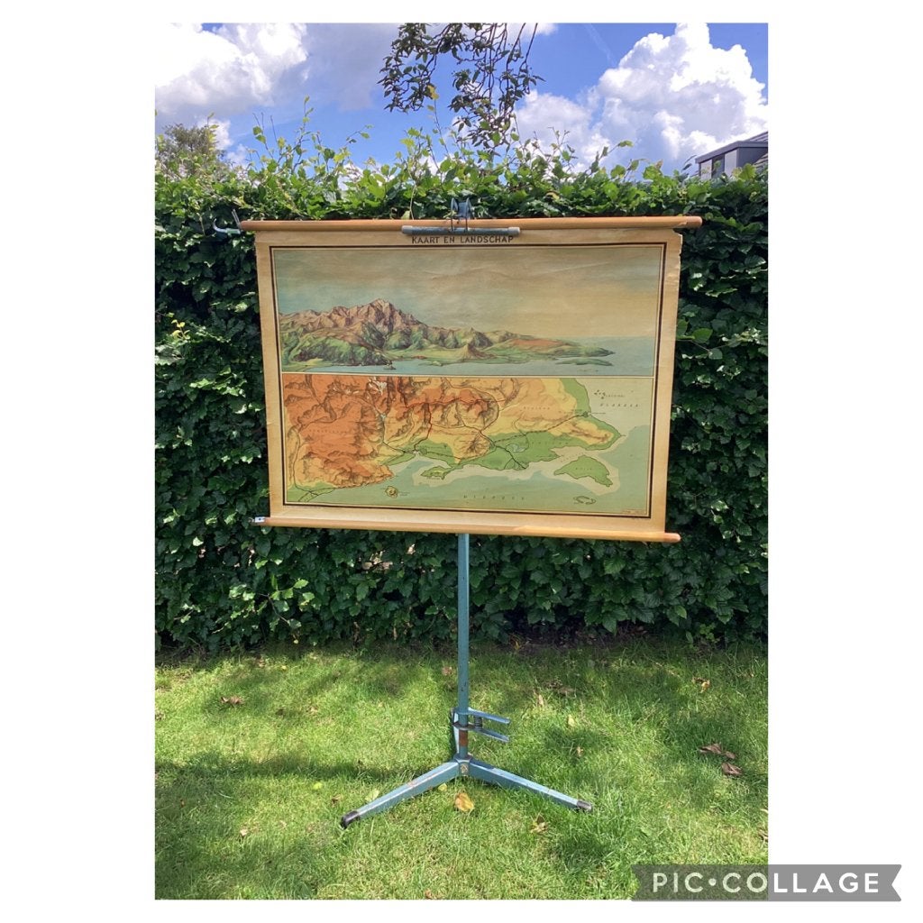 Vintage landkaart, schoolkaart, aardrijkskunde, Ophalen of Verzenden, Aardrijkskunde