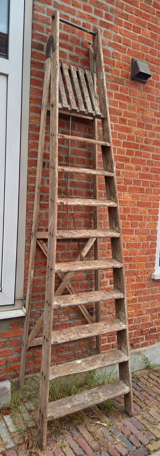 brocante grote houten ladder decoratie, Doe-het-zelf en Verbouw, Ophalen, Gebruikt, 2 tot 4 meter