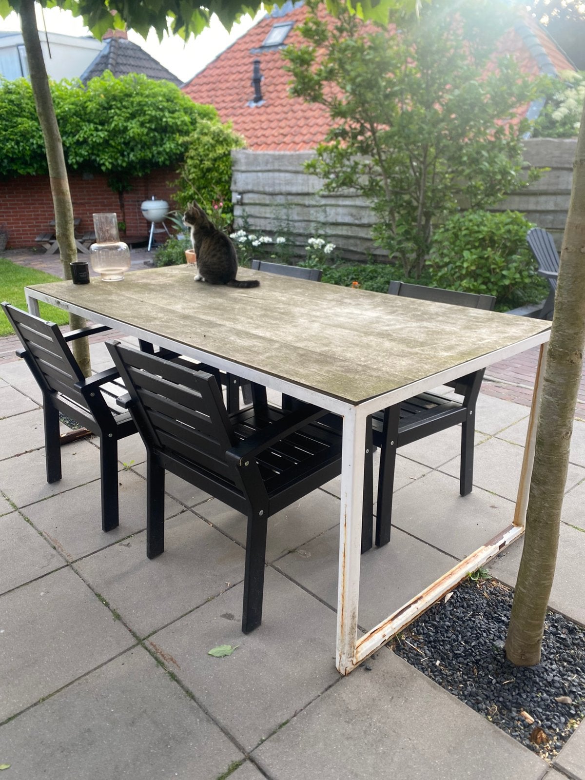 Zware tuintafel, Ophalen, Gebruikt, Rechthoekig, Hout