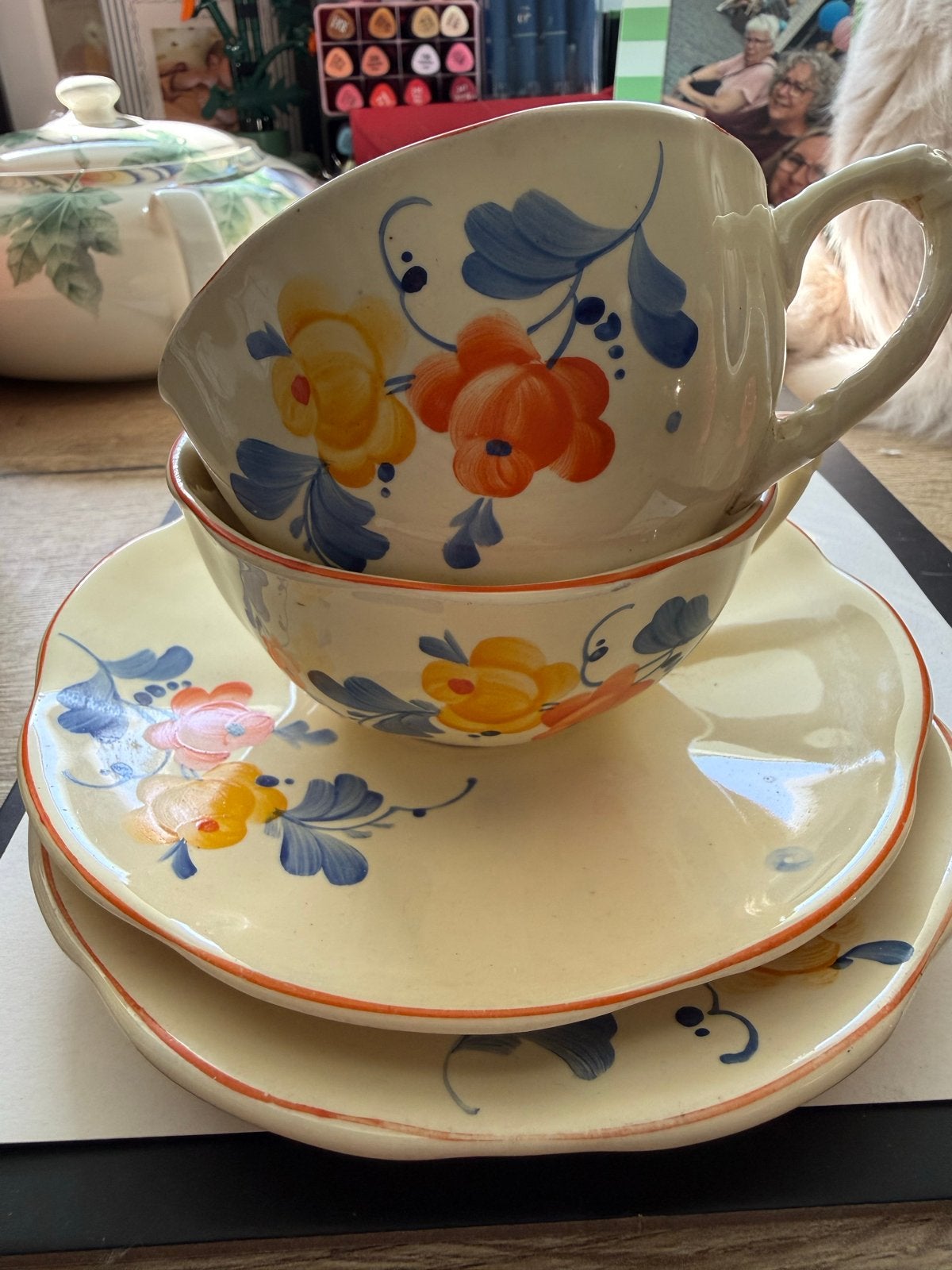 Vintage Ditmar-Urbach Art Deco Kop-en-Schotel Handgeschilder, Antiek en Kunst, Ophalen of Verzenden