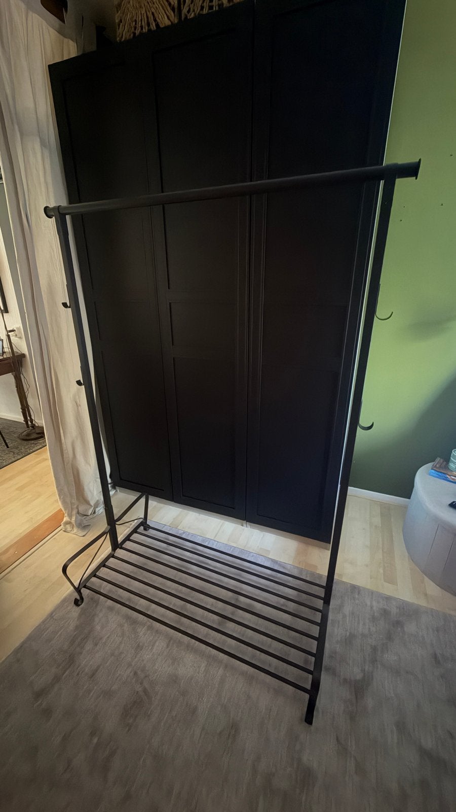 Ikea Kledingrek met schoenenrek (zwart), Ophalen, Gebruikt, Metaal, Staande kapstok