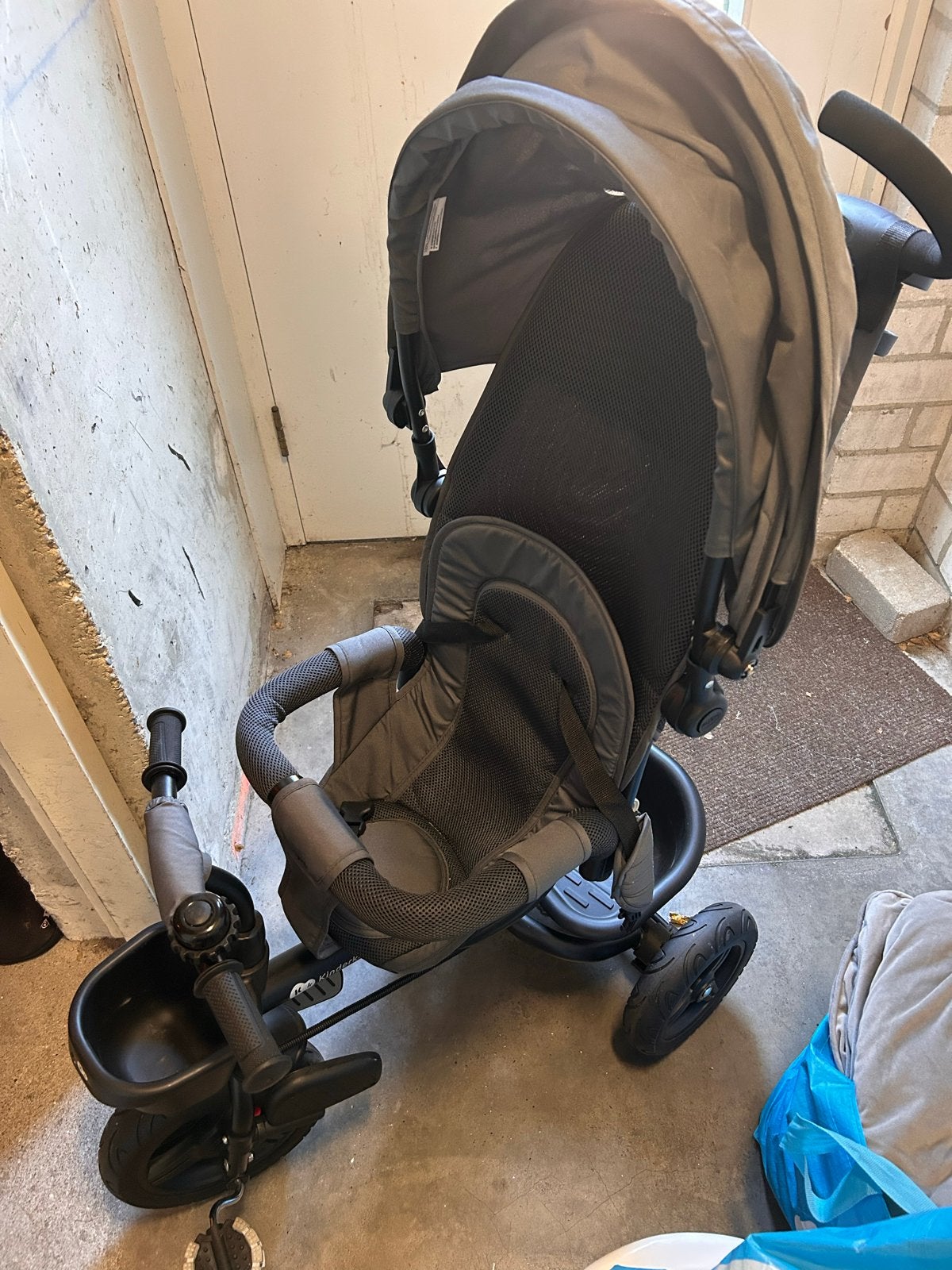 Kinderwagen/driewieler met zonnekap en duwstang, Gebruikt, Verstelbare duwstang, Ophalen, Kinderwagen