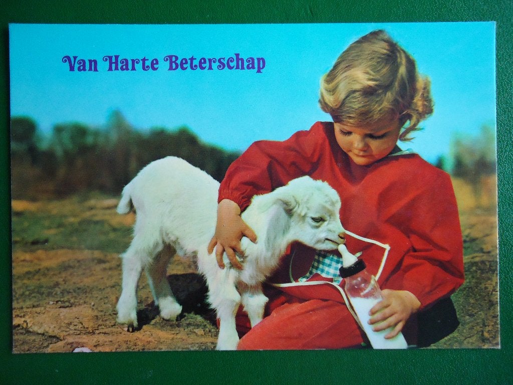 (361) Kinderkaart: Meisje met geitje, Verzenden, 1980 tot heden, Ongelopen, Kinderen