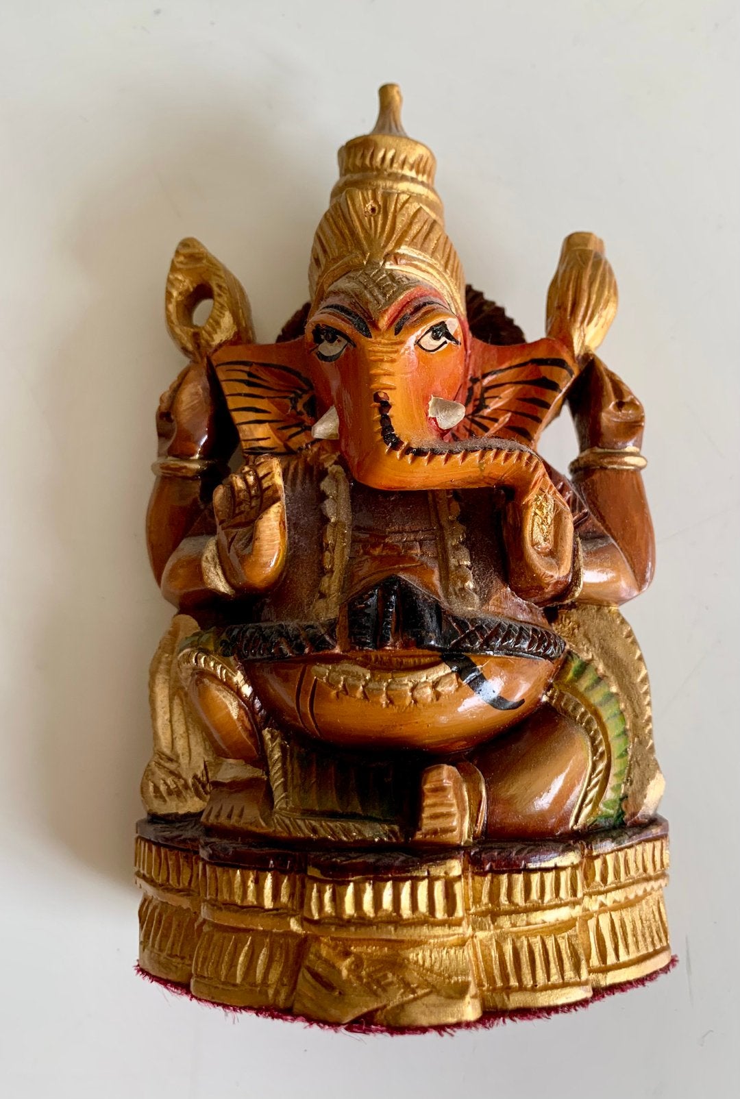 Mooi houten beeld God Ganesha, uit India, Houtsnijwerk, Minder dan 20 cm, Ophalen of Verzenden, Hout