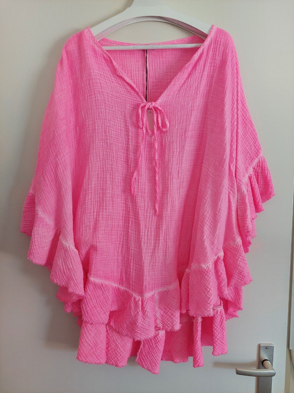 Super leuke wijde neon roze tuniek van 100% katoen *Nieuw*, Kleding | Dames, Blouses en Tunieken, Ophalen of Verzenden, Nieuw