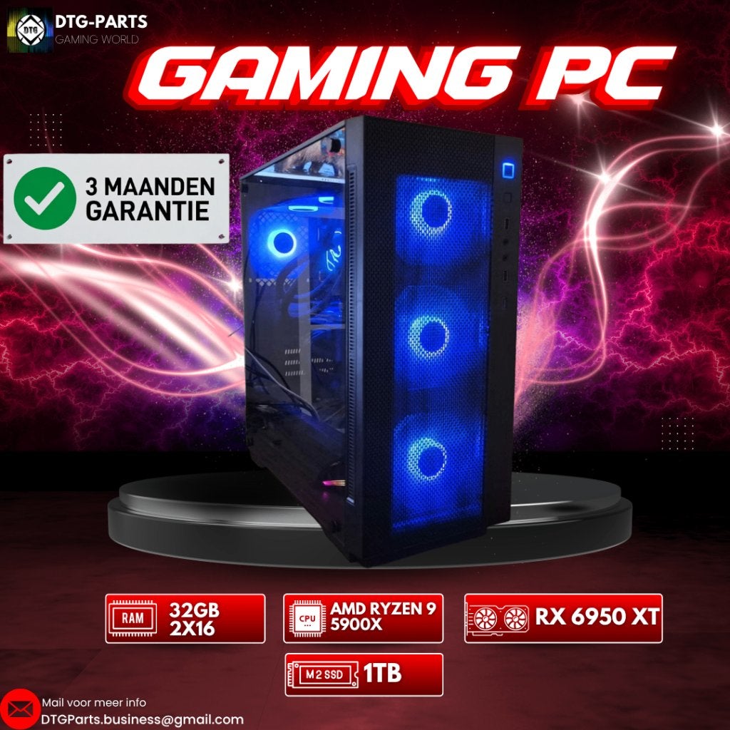 Gaming PC // RX 6950 XT & AMD Ryzen 9 5900X & 32GB, Computers en Software, Desktop Pc's, Refurbished, 4 Ghz of meer, SSD, 32 GB
