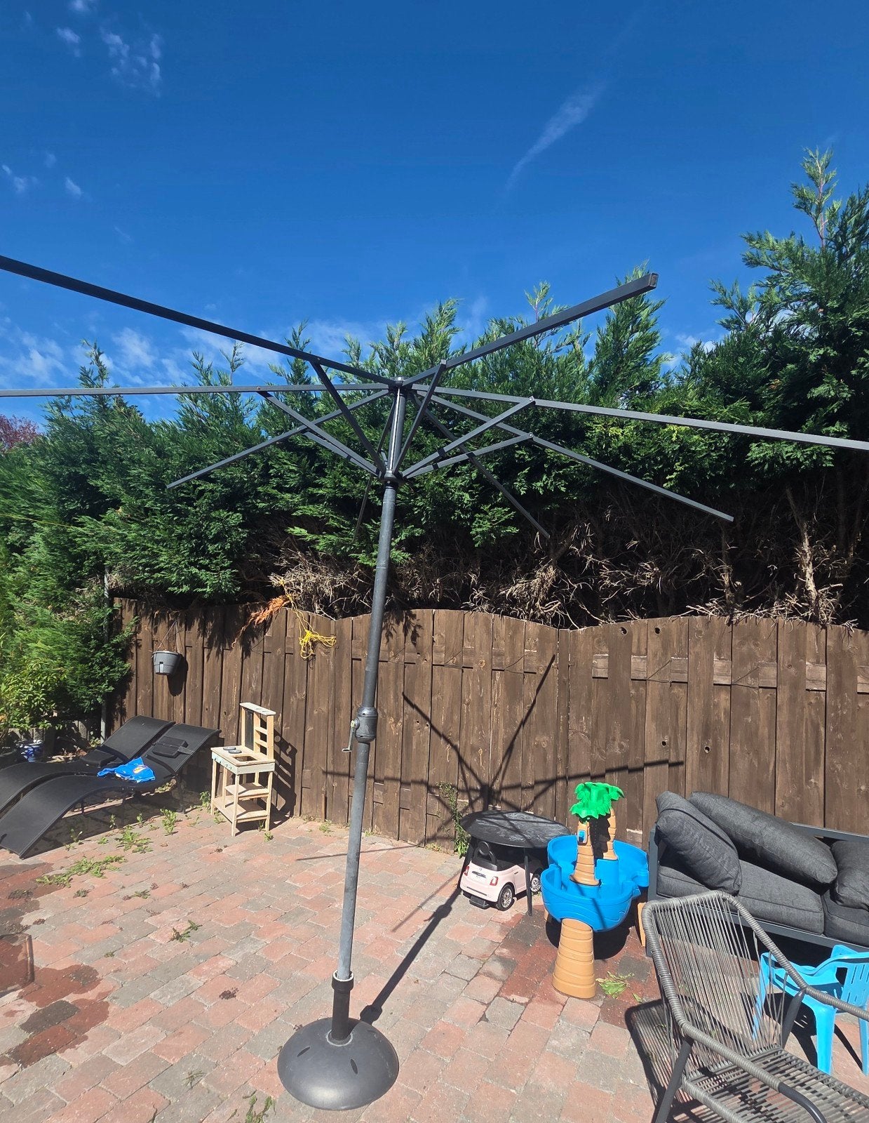 Parasol(frame) & voethouder., Tuin en Terras, Ophalen of Verzenden, Gebruikt, Droogmolen