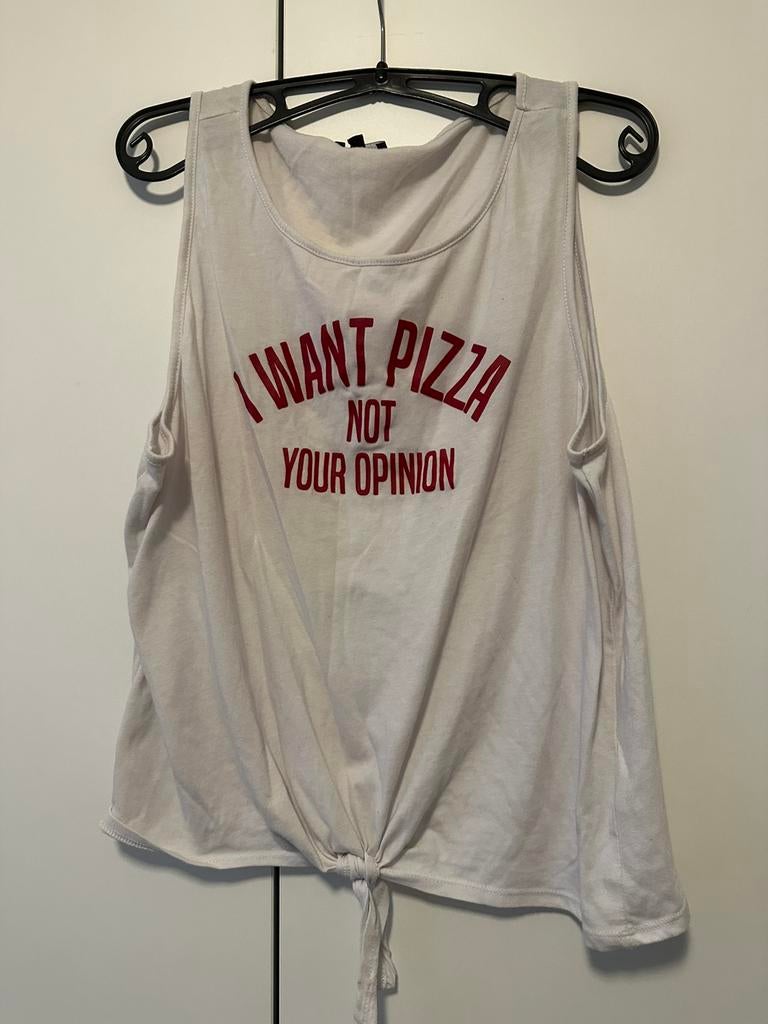 I want pizza shirt, Wit, Maat 46/48 (XL) of groter, Ophalen of Verzenden, Zonder mouw