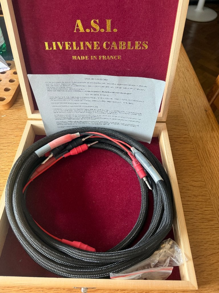 Speaker cable ASI Liveline Reference cables (2 x 2.40 m), Ophalen of Verzenden, Zo goed als nieuw, 2 tot 5 meter, Luidsprekerkabel
