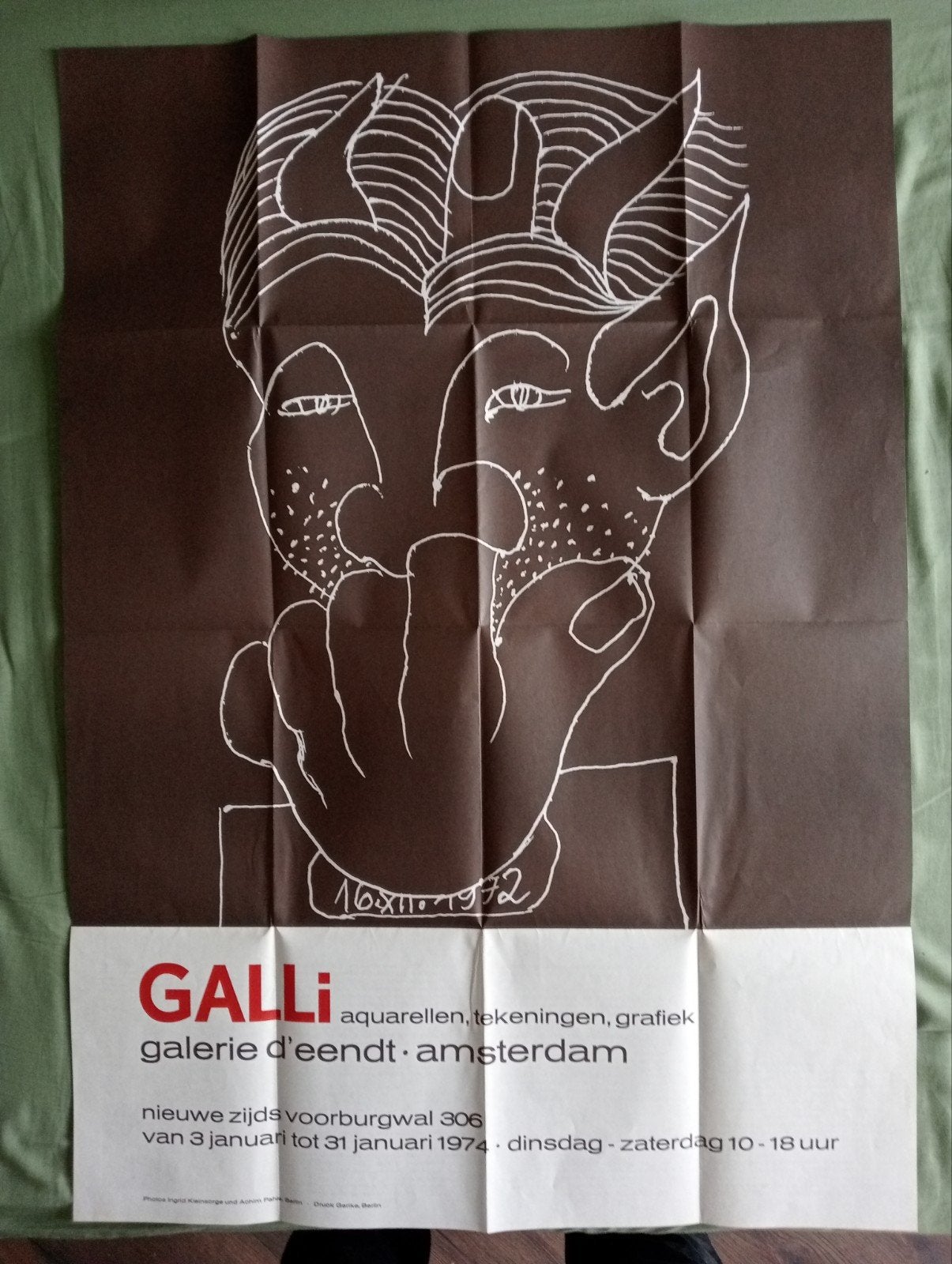 Galli affiche galerie d'Eendt 1974, Verzamelen, Posters, Ophalen of Verzenden, Gebruikt, A1 t/m A3, Film en Tv