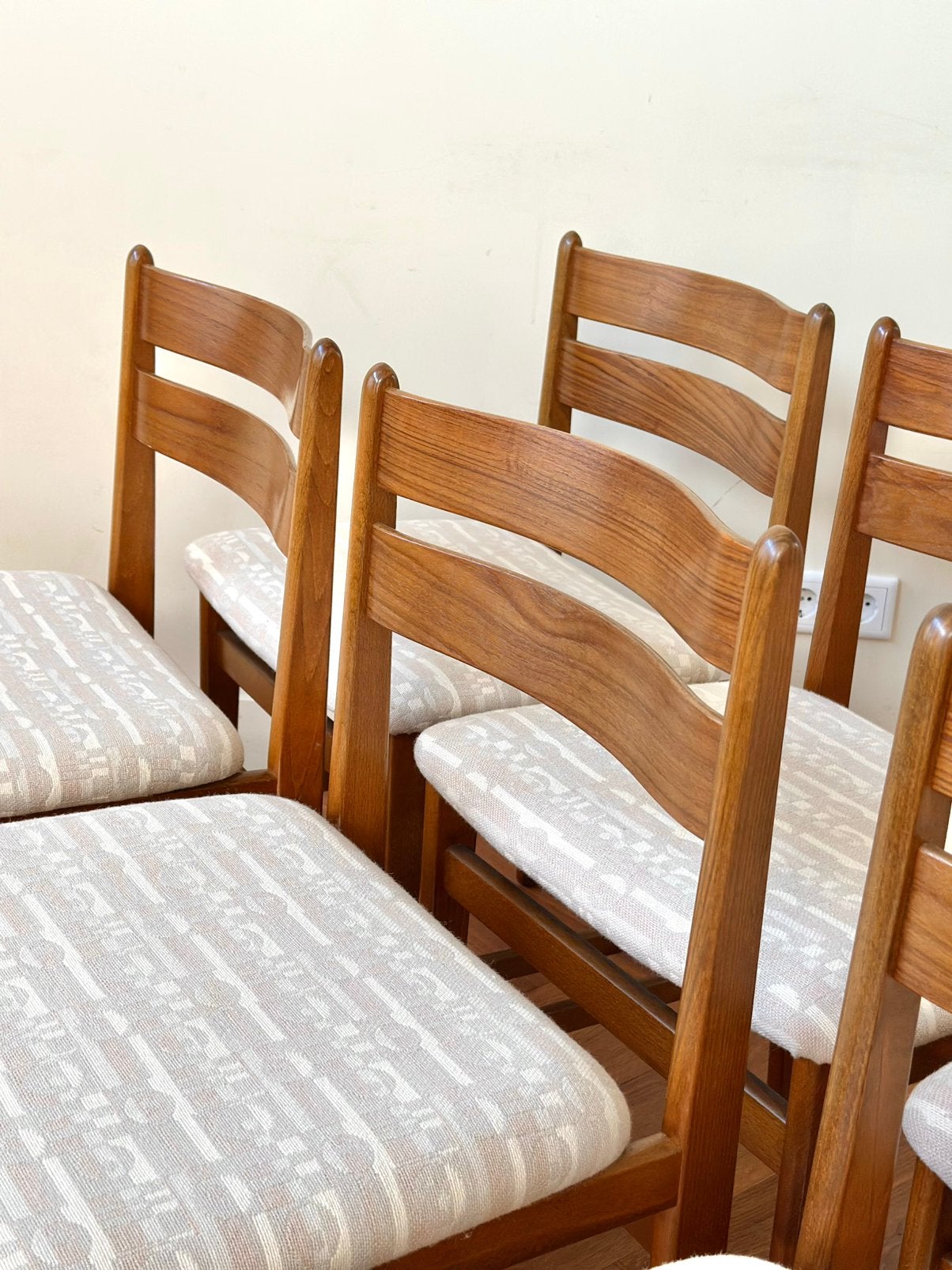 Set 6 vintage stoelen teak hout Deens design jaren 50/60/70, Ophalen, Hout, Gebruikt, Overige kleuren