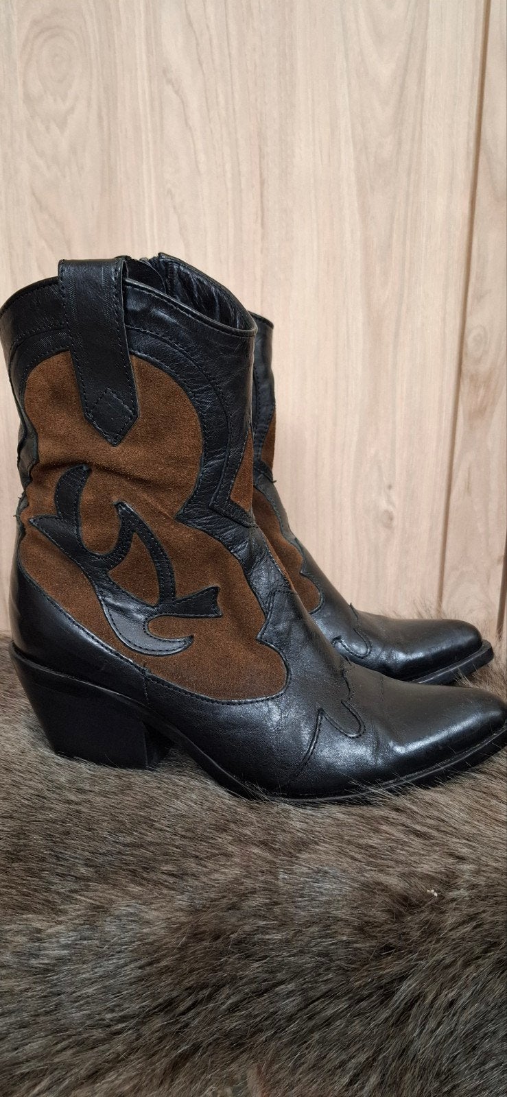 Cowboylaarzen zwart/donkerbruin, Kleding | Dames, Bruin, Lage of Enkellaarzen, Nieuw, Ophalen of Verzenden