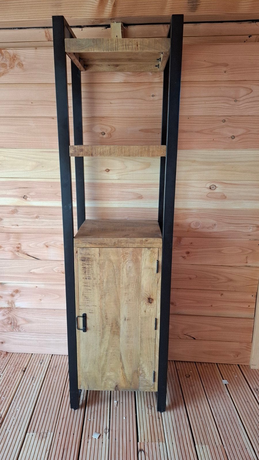 (Boeken-) kast mango hout 200x50x40 Britt, Ophalen, 50 tot 100 cm, Zo goed als nieuw, 150 tot 200 cm
