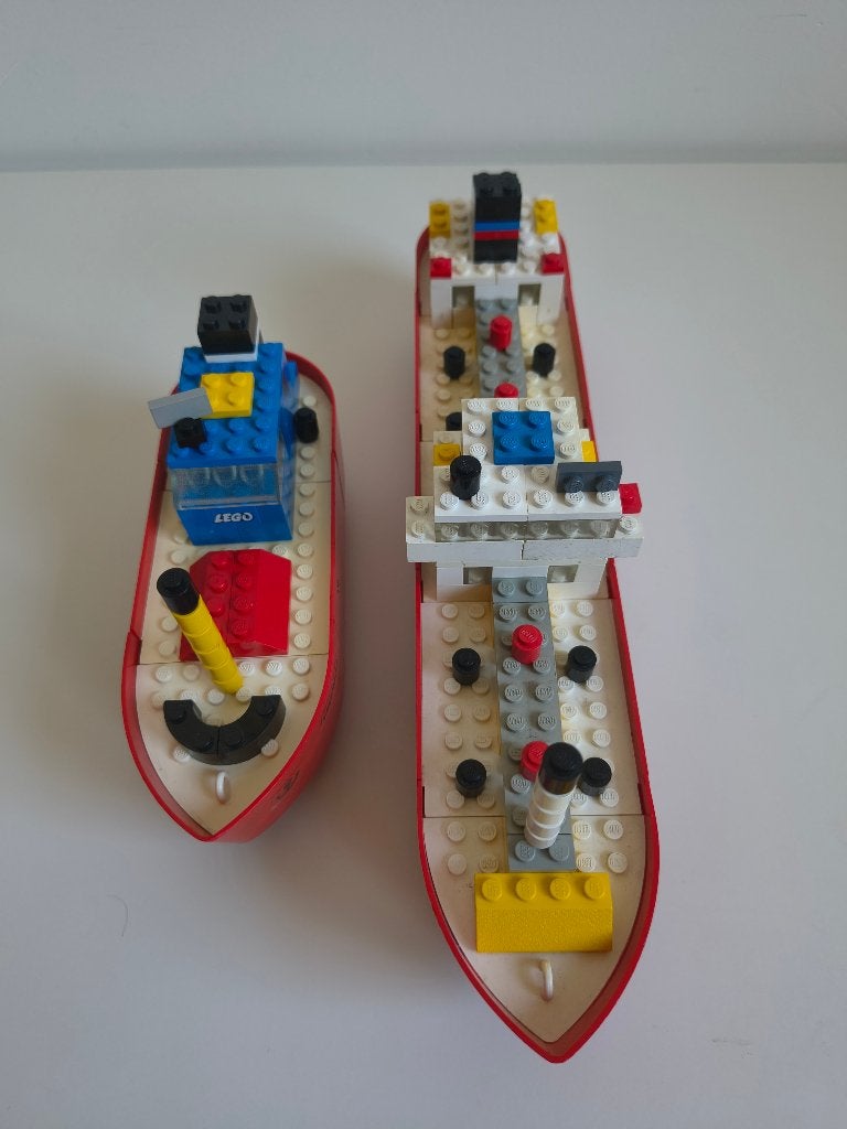 Vintage LEGO sets 310 (sleepboot) en 312 (tanker) 1973, Compleet, Gebruikt, Overige thema's, Lego