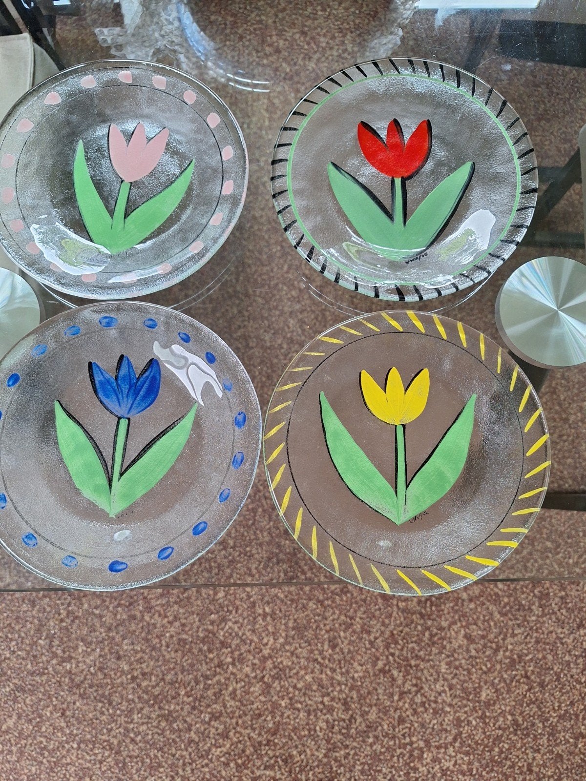 4 Ulrica Hydman Vallien-Tulipa Schalen (1991)-gesigneerd, Ophalen of Verzenden