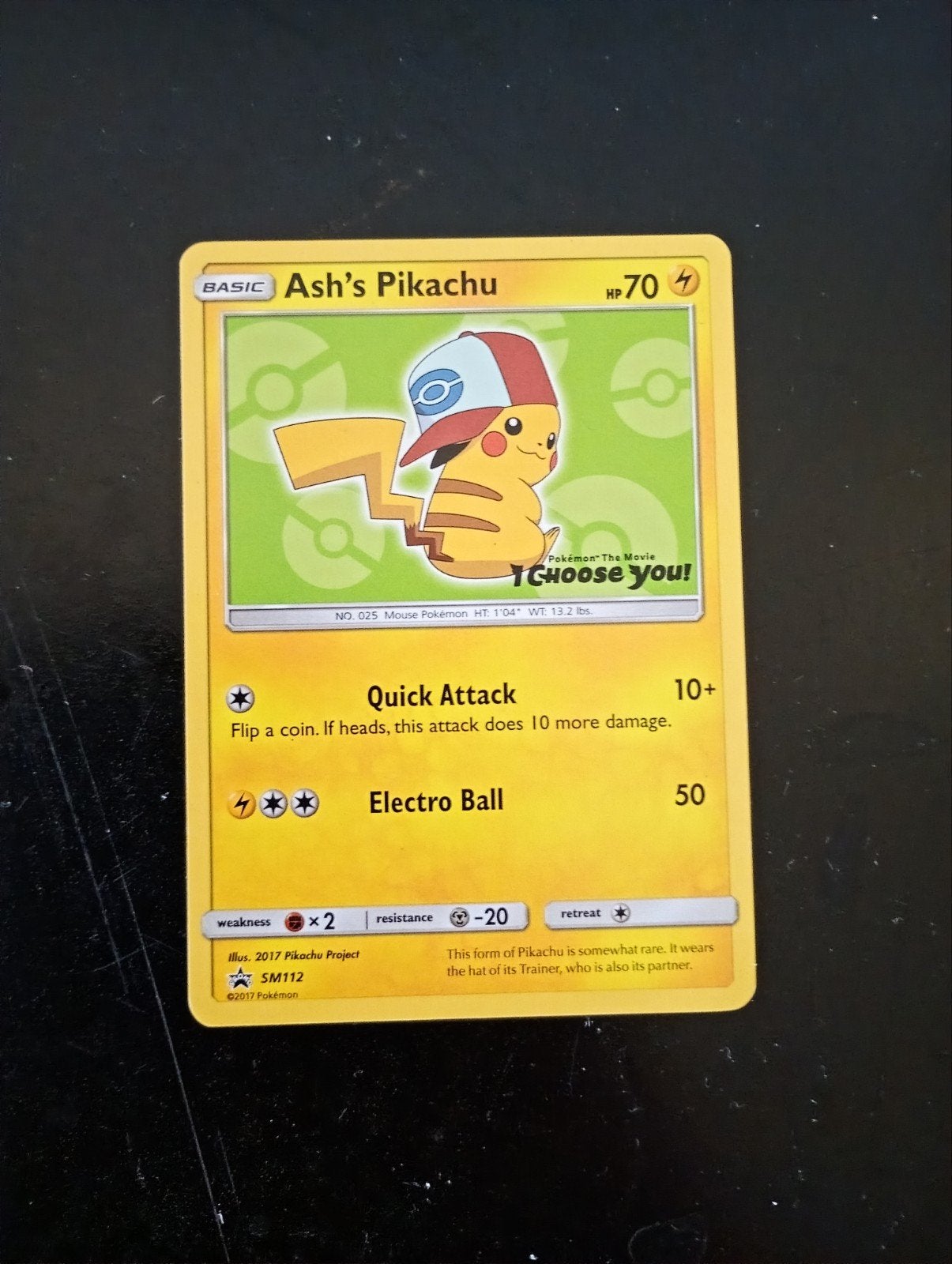 Pokémon Kaart: Ash's Pikachu SM112 - I Choose You!, Ophalen of Verzenden, Zo goed als nieuw, Losse kaart