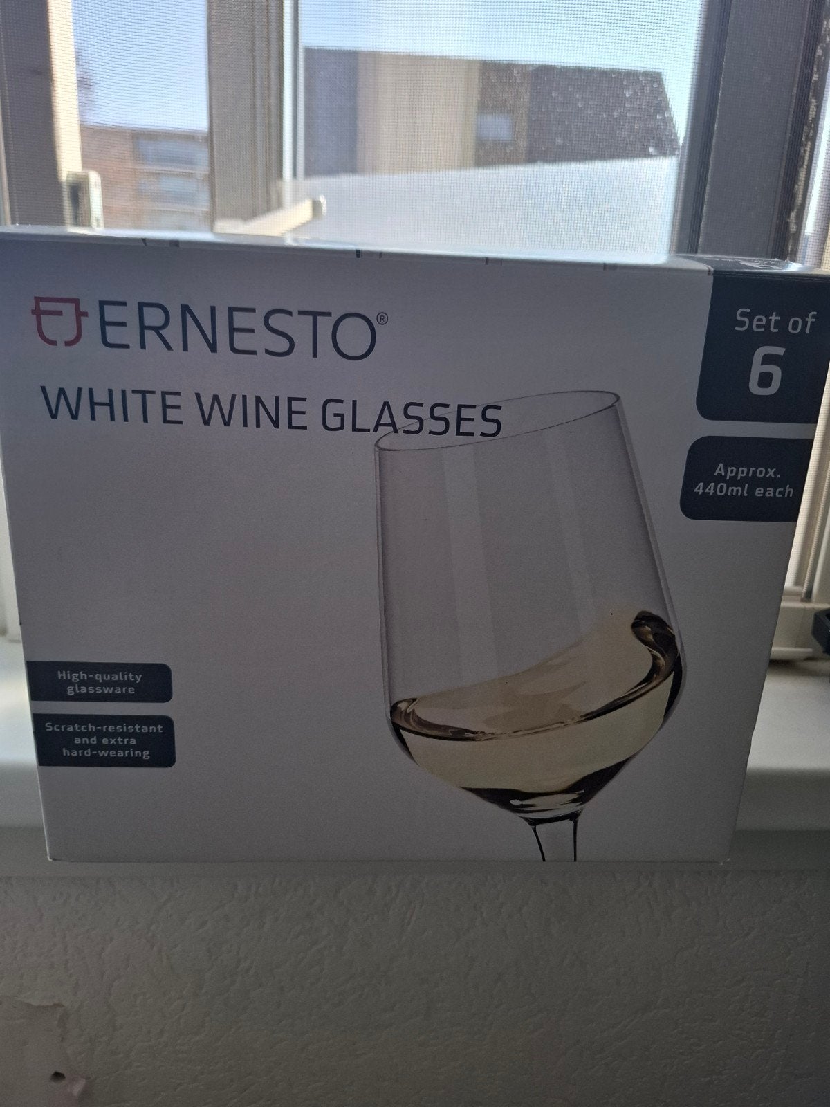 Nw 6 witte wijnglazen in doos, Ophalen of Verzenden, Nieuw, Overige typen