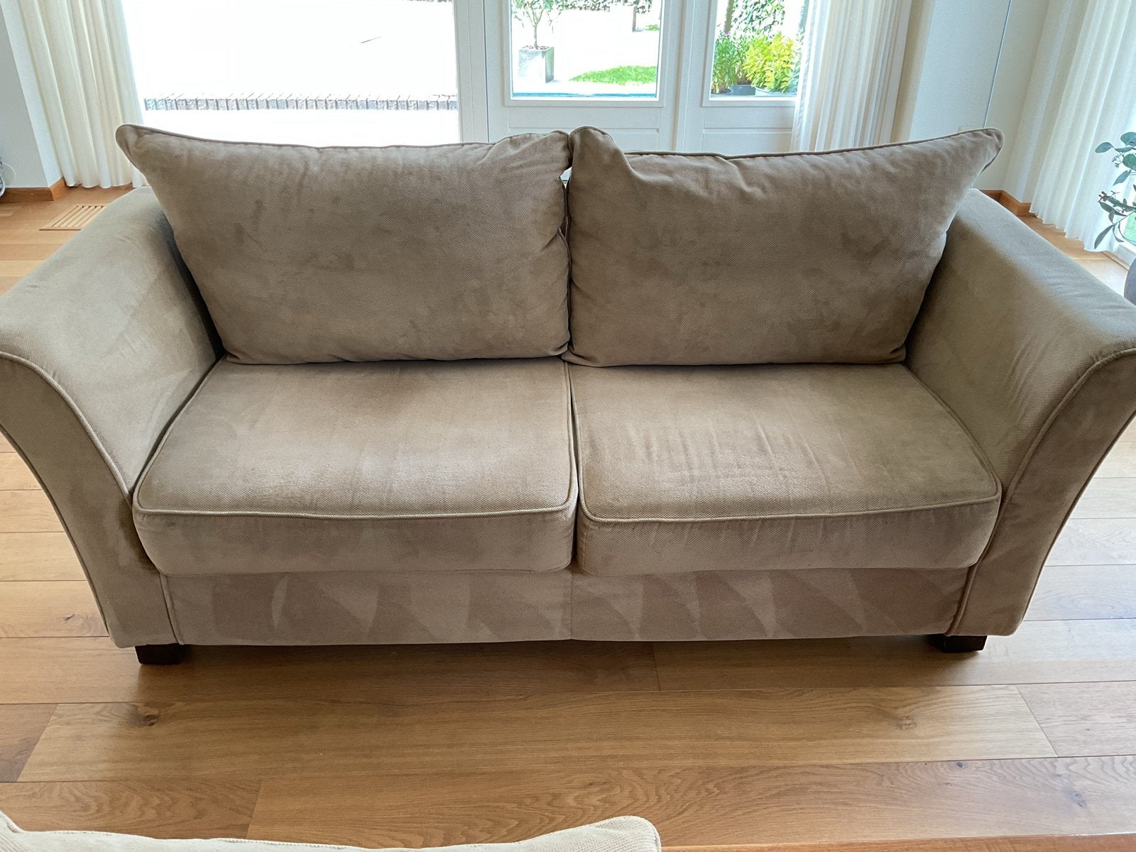 2-zitsbank in beige stof, Ophalen, Tweepersoons