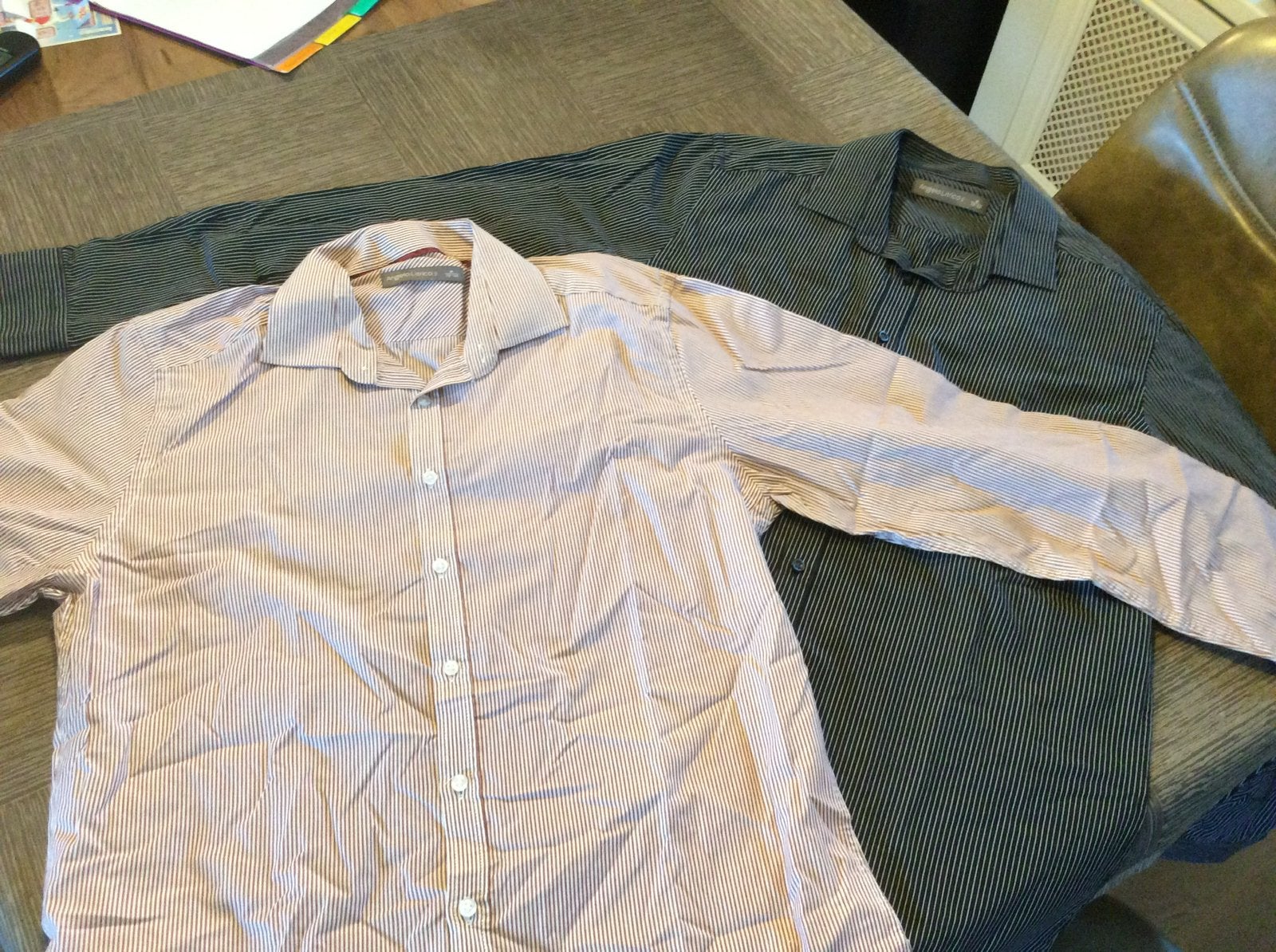 2 gestreepte overhemden m angelo litrico,, Kleding | Heren, Overhemden, Ophalen of Verzenden, Zo goed als nieuw, Overige kleuren