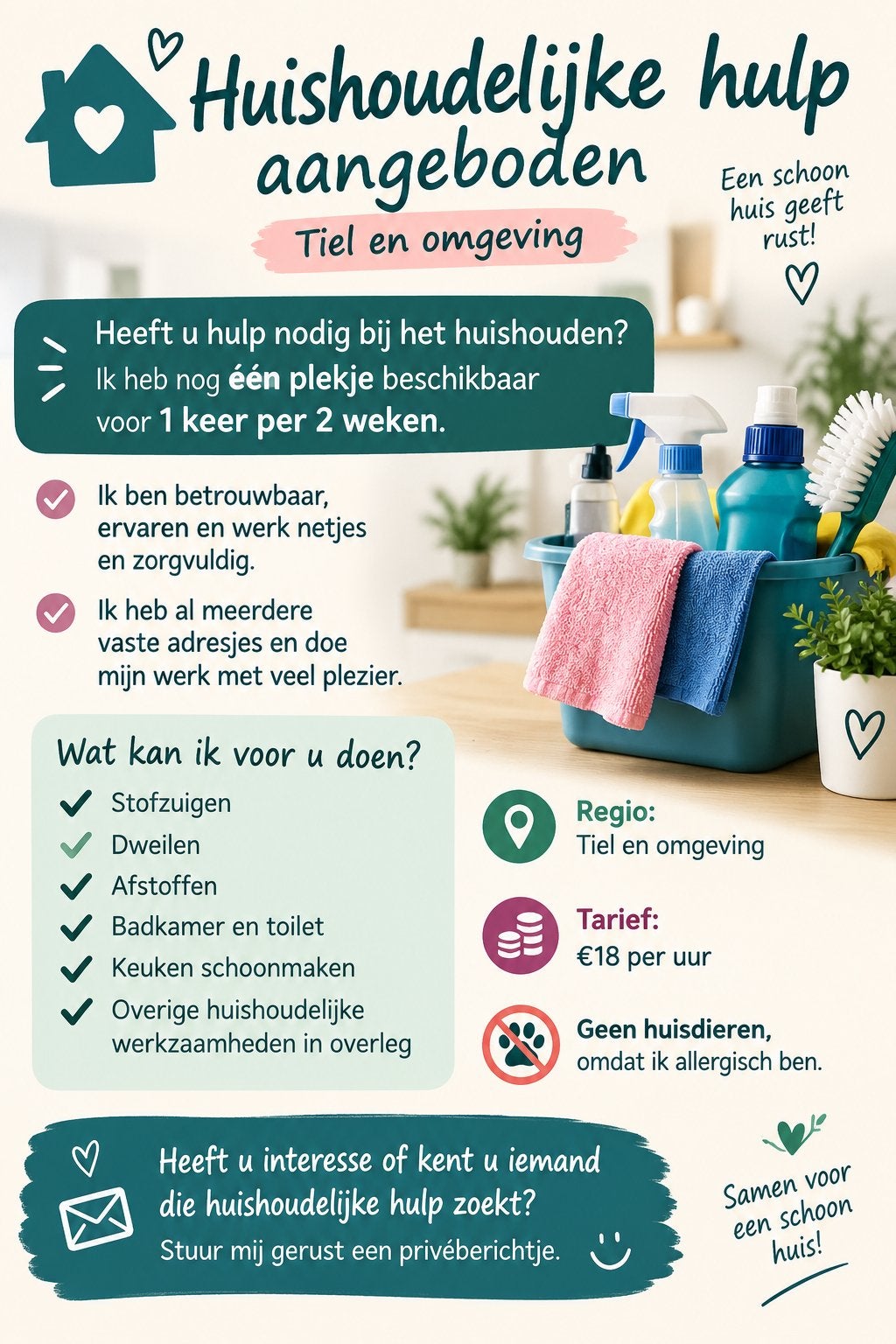Huishoudelijke hulp aangeboden