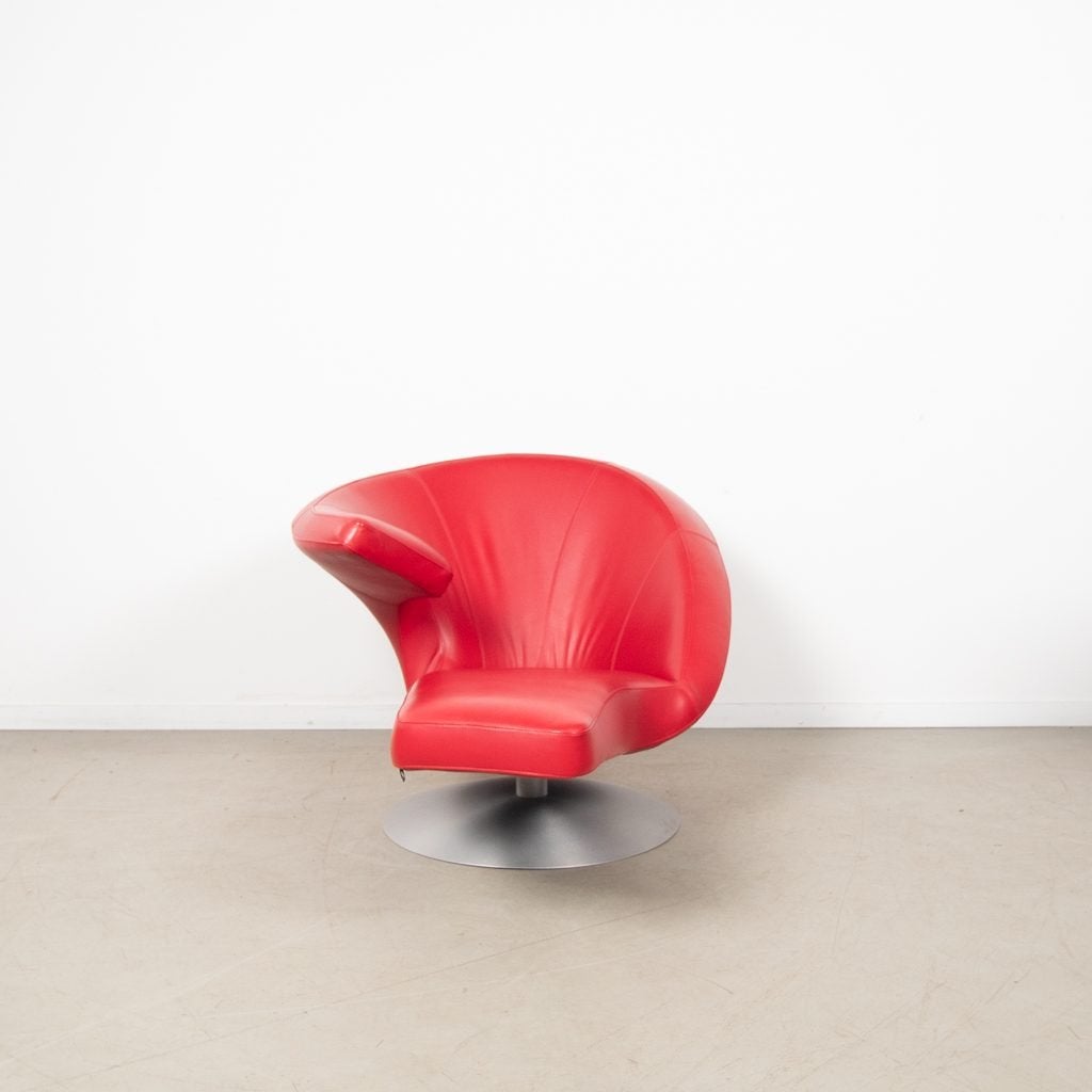 Leolux Parabolica Fauteuil Rood Leer, Niet ingevuld, Zo goed als nieuw, Niet ingevuld, Niet ingevuld