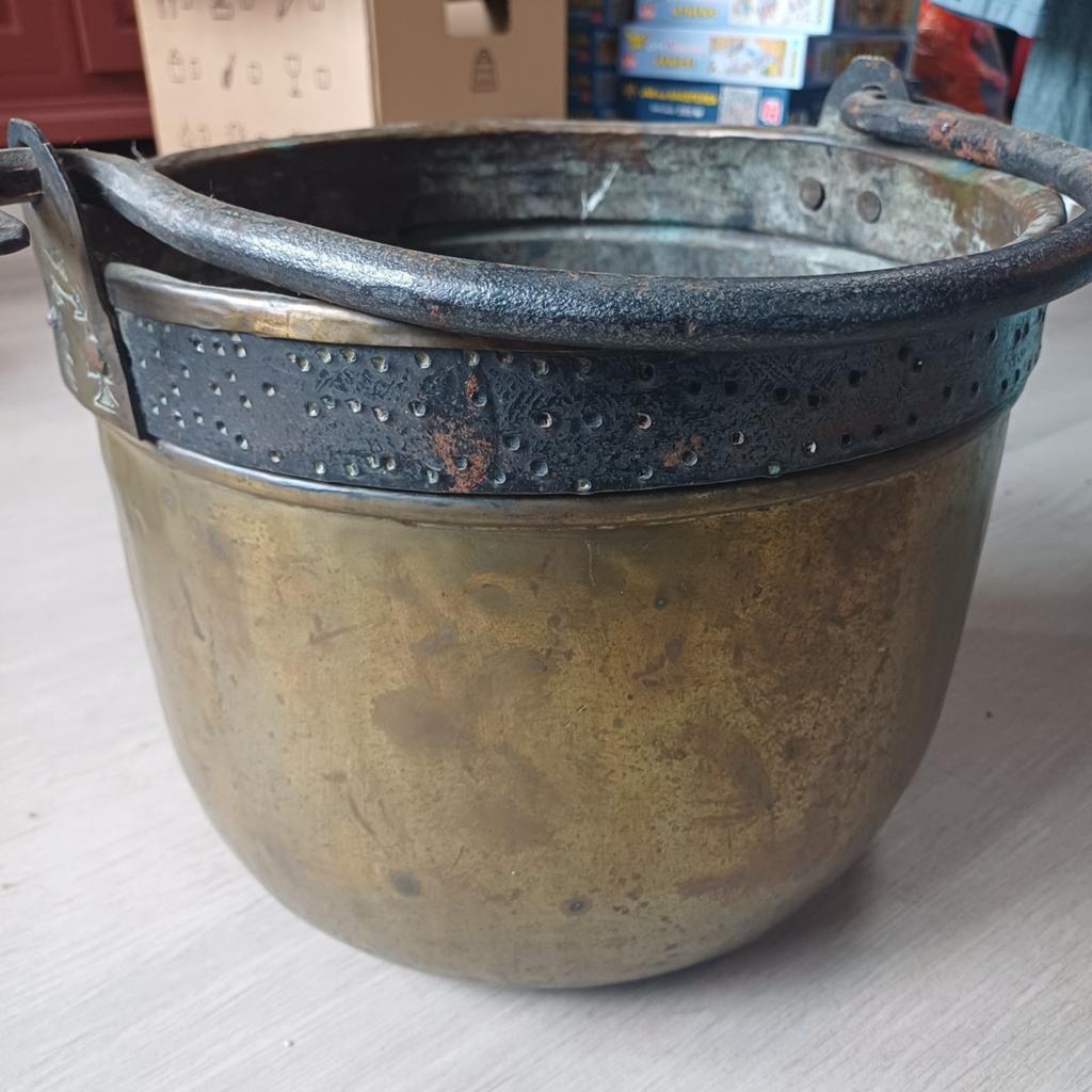 Antieke Koperen Ketel (Aker) met Handgesmeed Hengsel, Ophalen