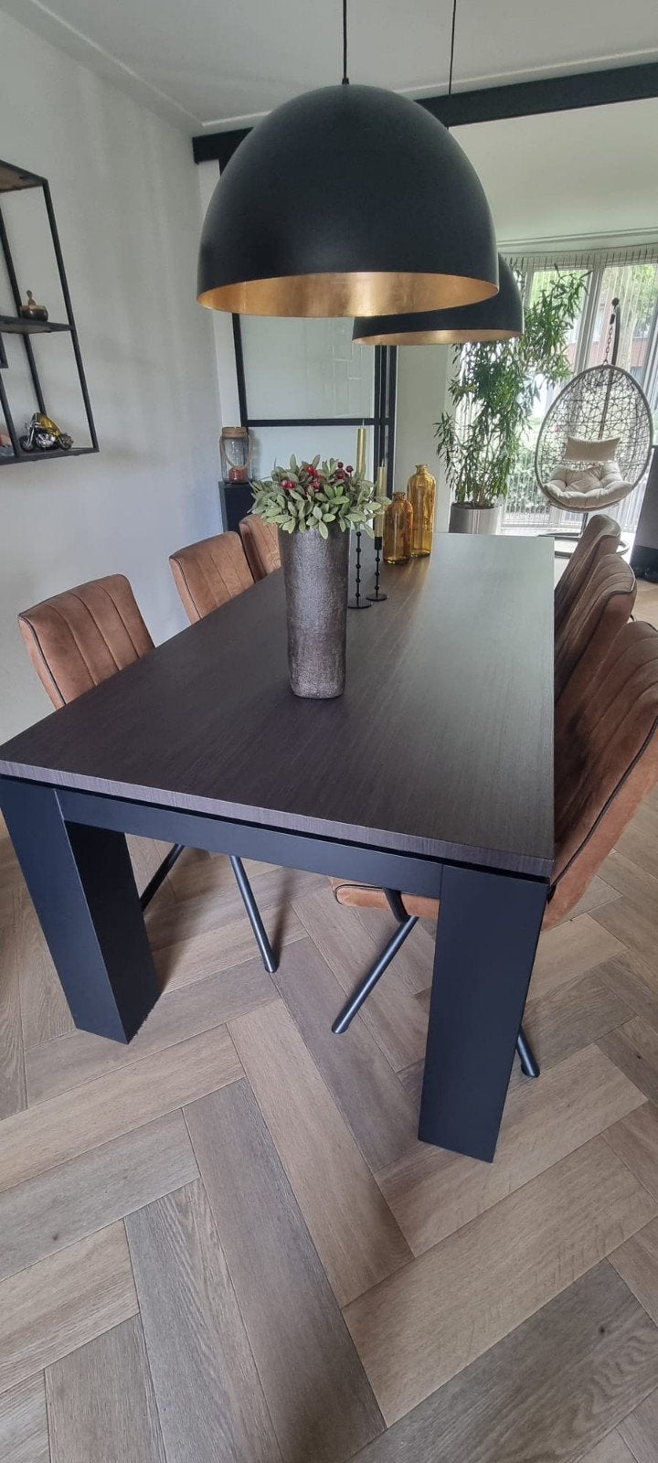 Eetkamertafel Antraciet 220x100 cm, Ophalen, 200 cm of meer, 50 tot 100 cm, Zo goed als nieuw