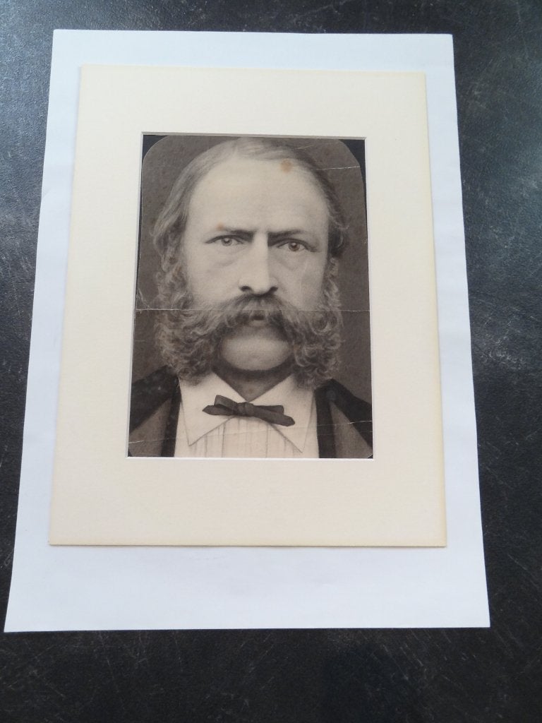 tekening portret van man met snor barbier 1900 ongesigneerd, Ophalen of Verzenden, Origineel