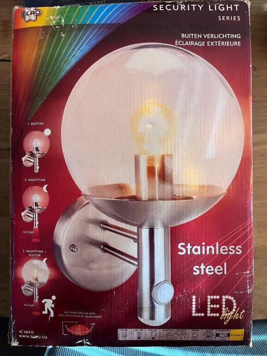 Nieuw - ELRO Buitenverlichting met bewegingssensor RVS, Bewegingssensor, Minder dan 50 watt, Wandlamp, Nieuw