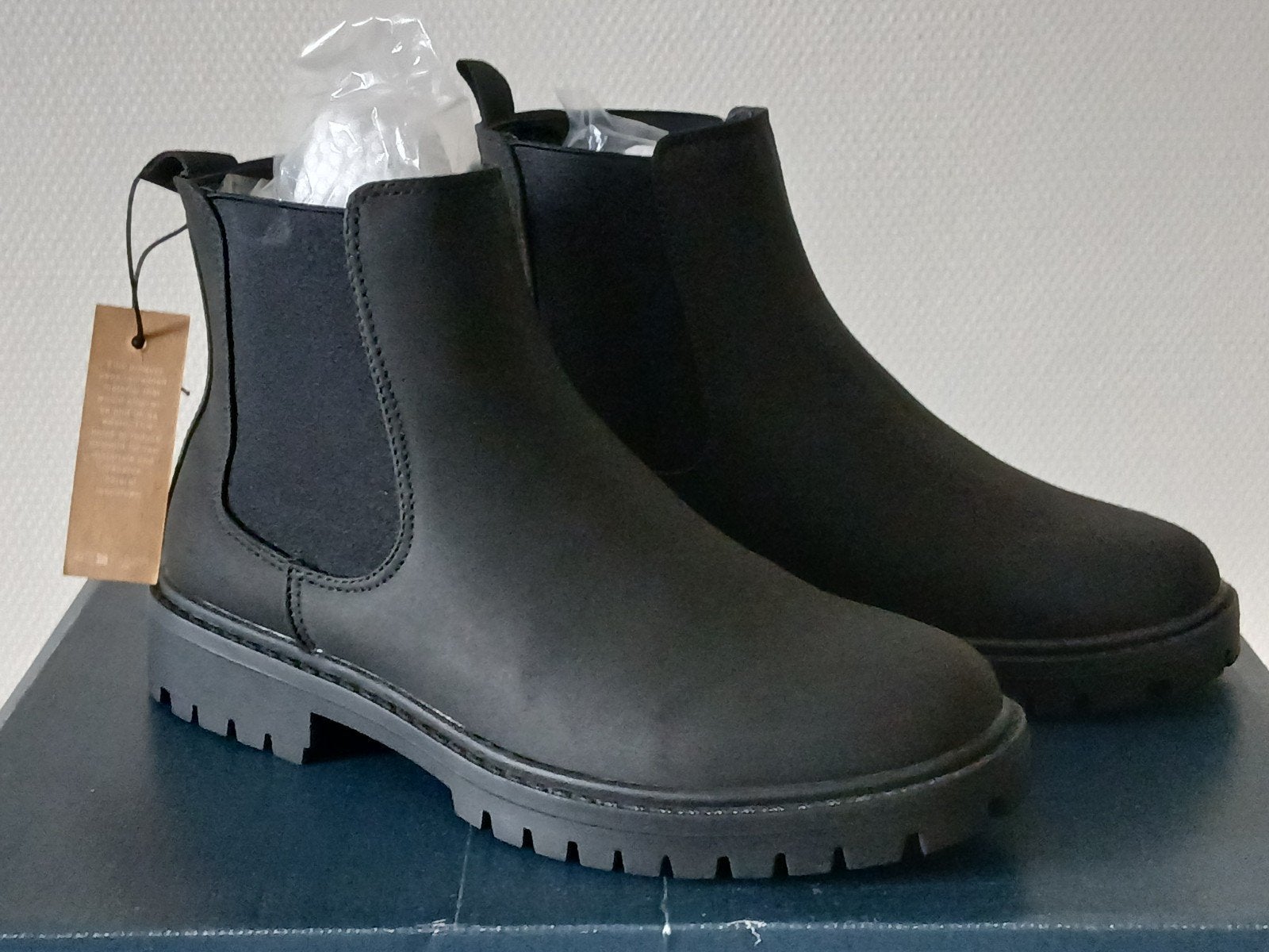 Unisex Pier One Matte Black Chelsea Boots, Ophalen of Verzenden, Zo goed als nieuw, Zwart