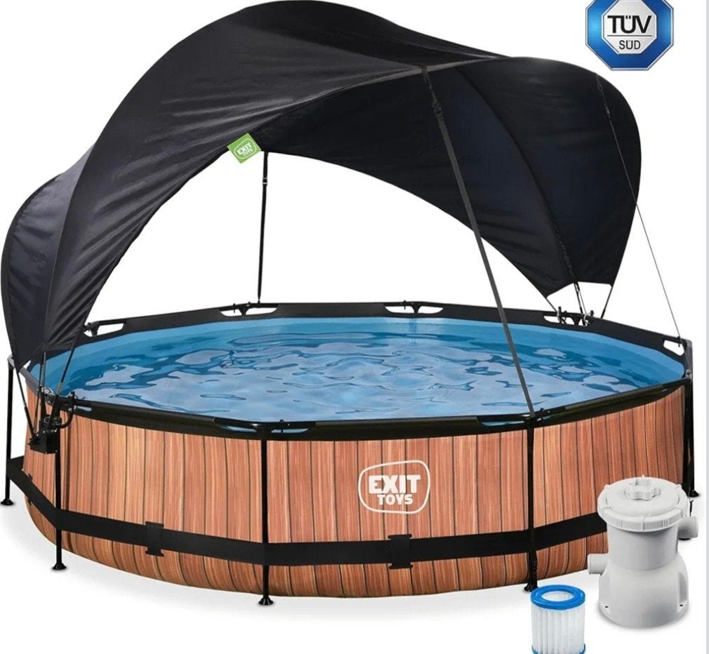 Exit Toys Zwembad rond 366cm met pomp en parasol, Tuin en Terras, Zwembaden, Ophalen, Minder dan 80 cm, Rond, Opzetzwembad