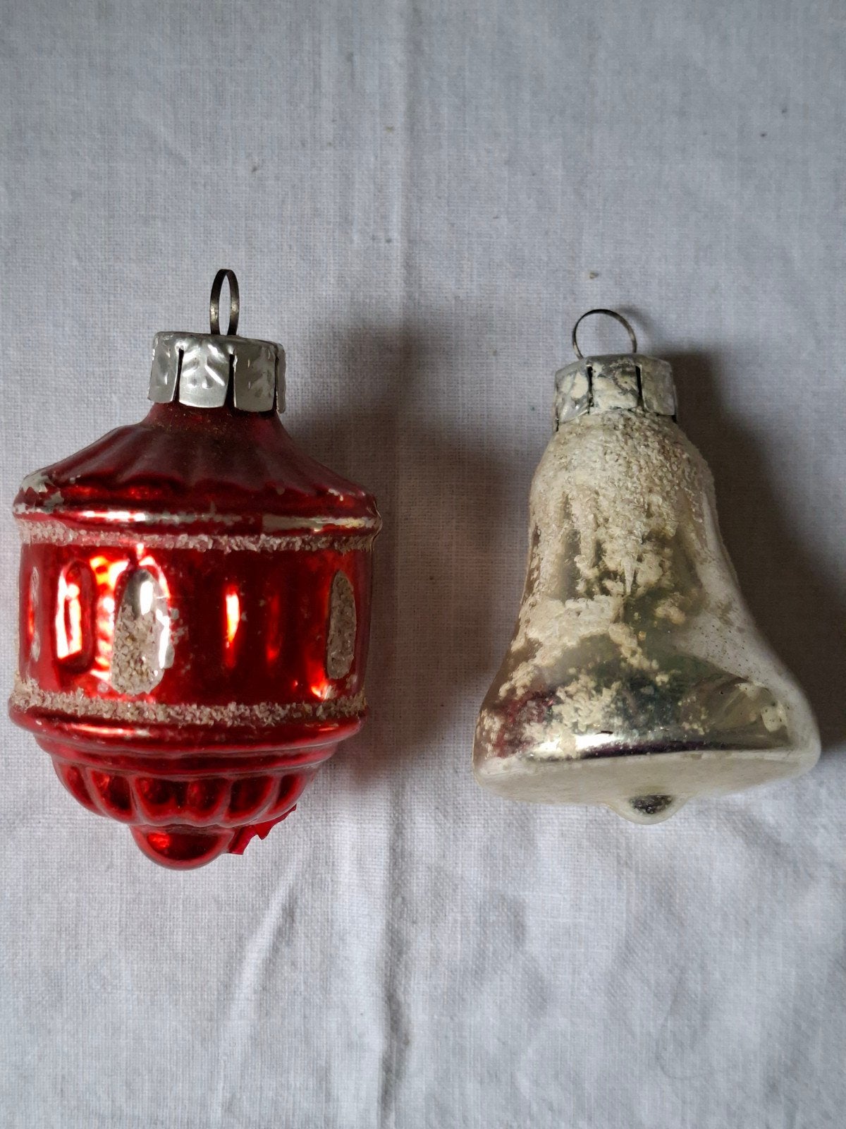 Set Vintage Glazen Kerstornamenten,Lantaarn en klok USA '40, Ophalen of Verzenden, Gebruikt