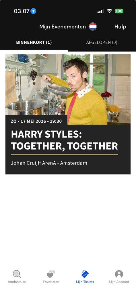 1 tickets harry styles, Eén persoon