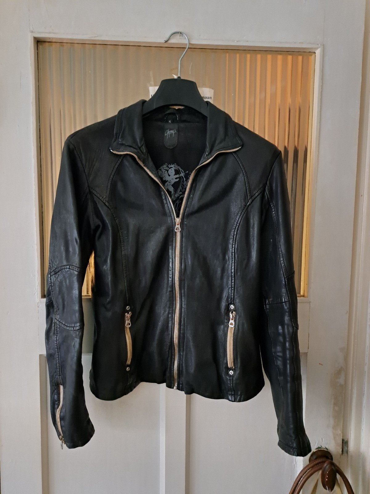 Gipsy leren jack jas leder zwart l xl, Kleding | Dames, Ophalen of Verzenden, Zo goed als nieuw, Maat 46/48 (XL) of groter, Zwart