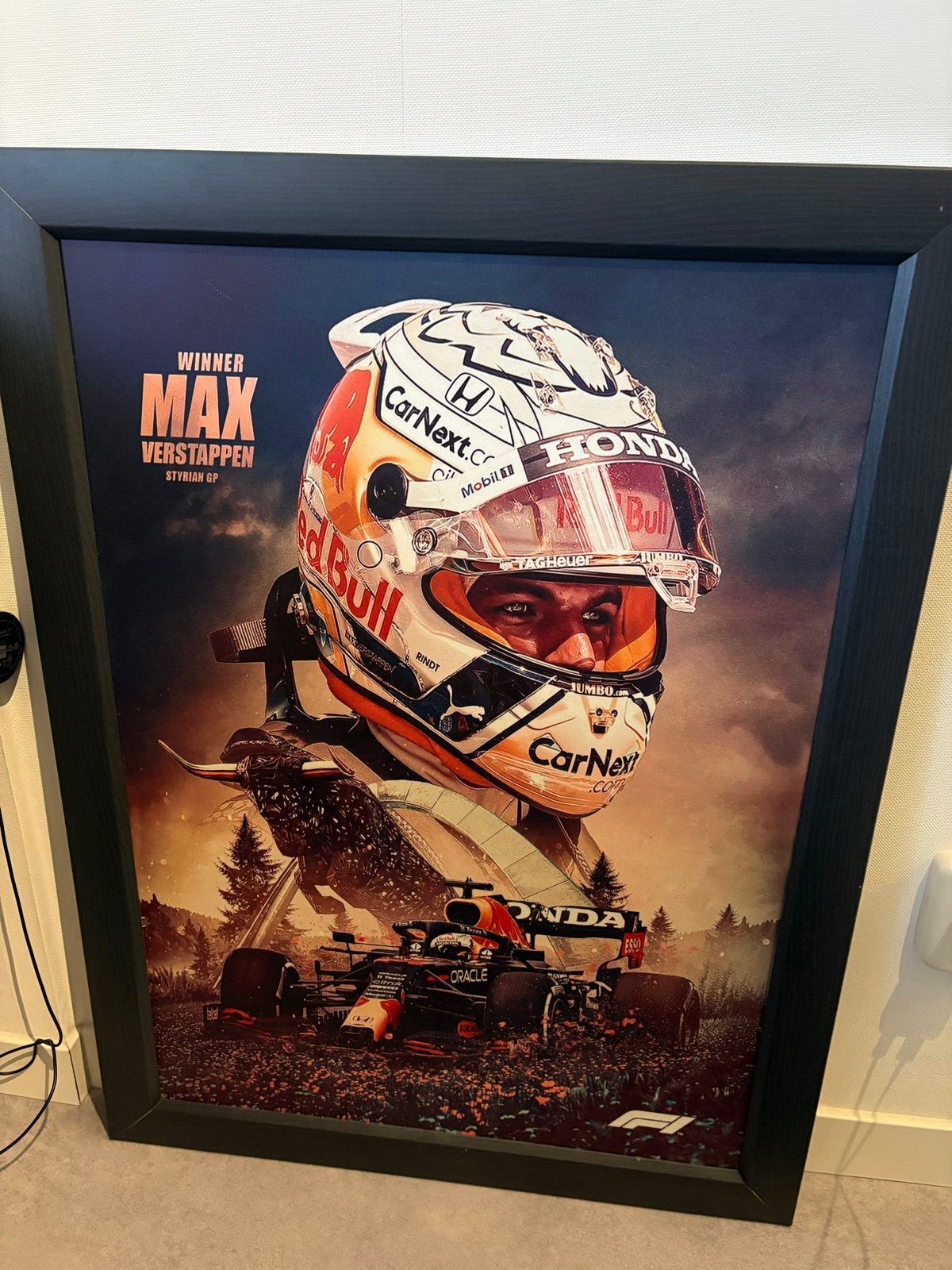 Max Verstappen Winner Styrian GP ingelijste poster, Ophalen, Zo goed als nieuw, Foto of Poster, 75 – 100