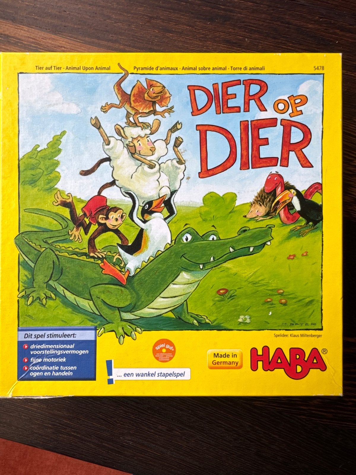 HABA Dier op Dier - Stapelspel voor het hele gezin, Drie of vier spelers, Ophalen of Verzenden, Zo goed als nieuw