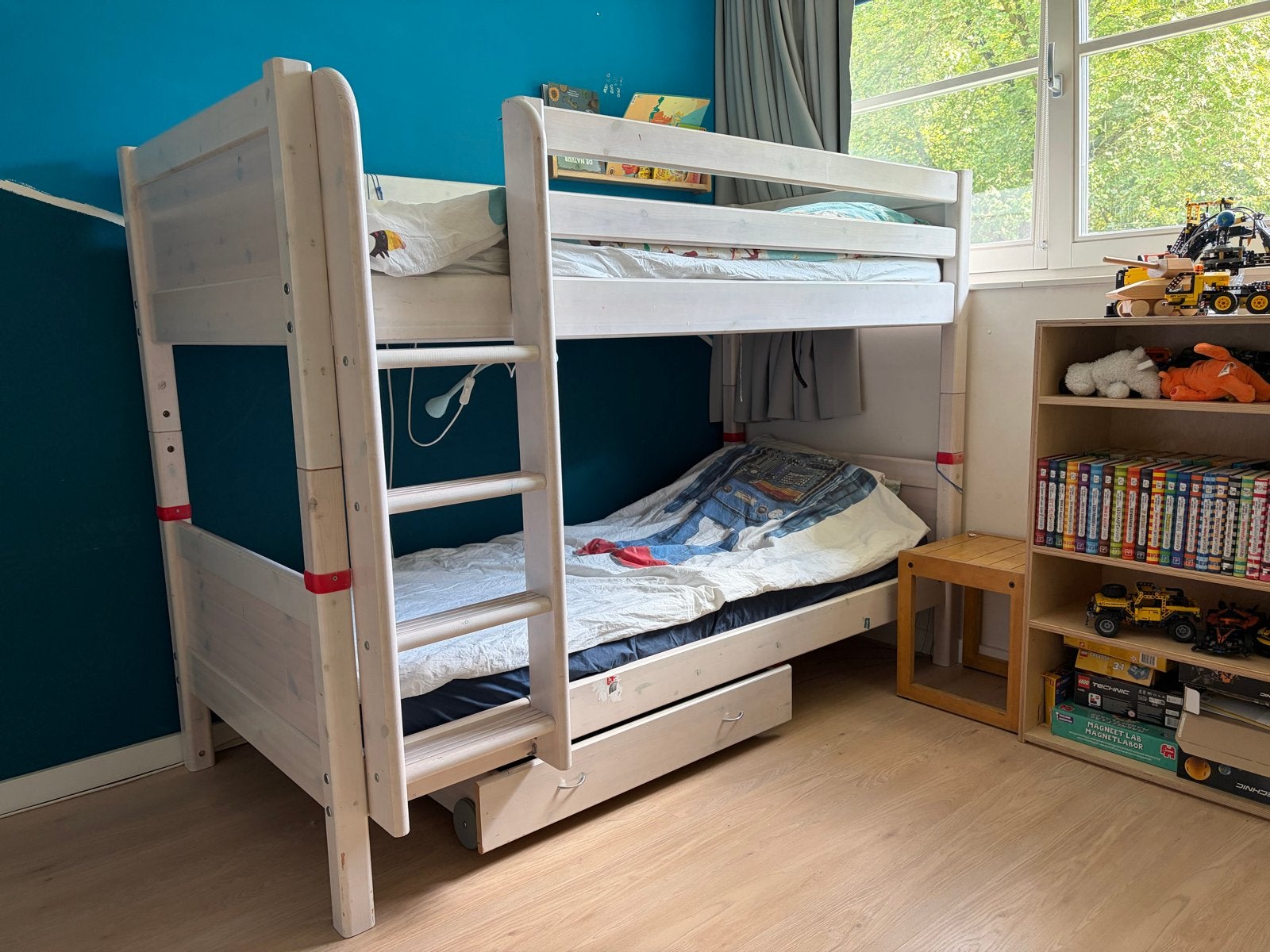 Flexa Stapelbed met lade - Ideaal voor kinderkamer, Ophalen, Gebruikt, 90 cm, Eenpersoons