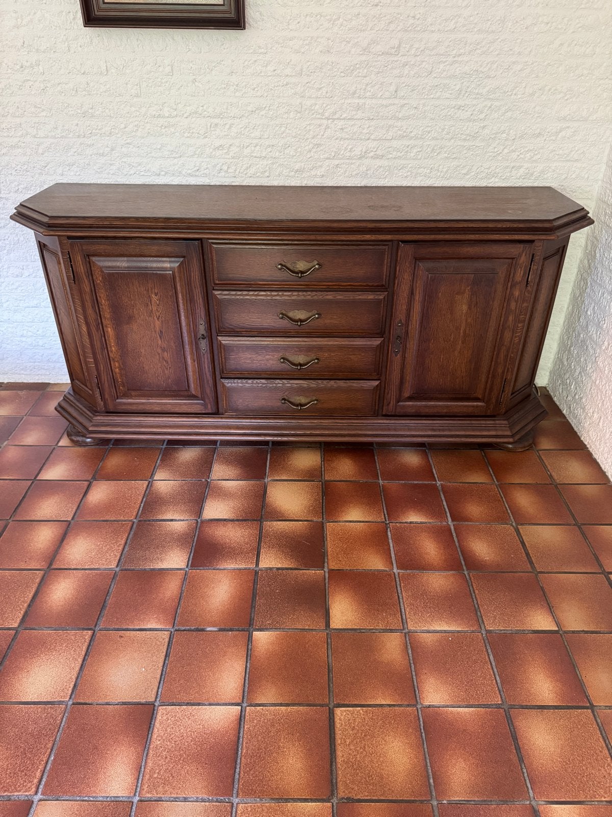 Klassiek Eiken Dressoir / Buffetkast met Lades en Deuren, Huis en Inrichting, Ophalen, Gebruikt, 150 tot 200 cm, Eikenhout