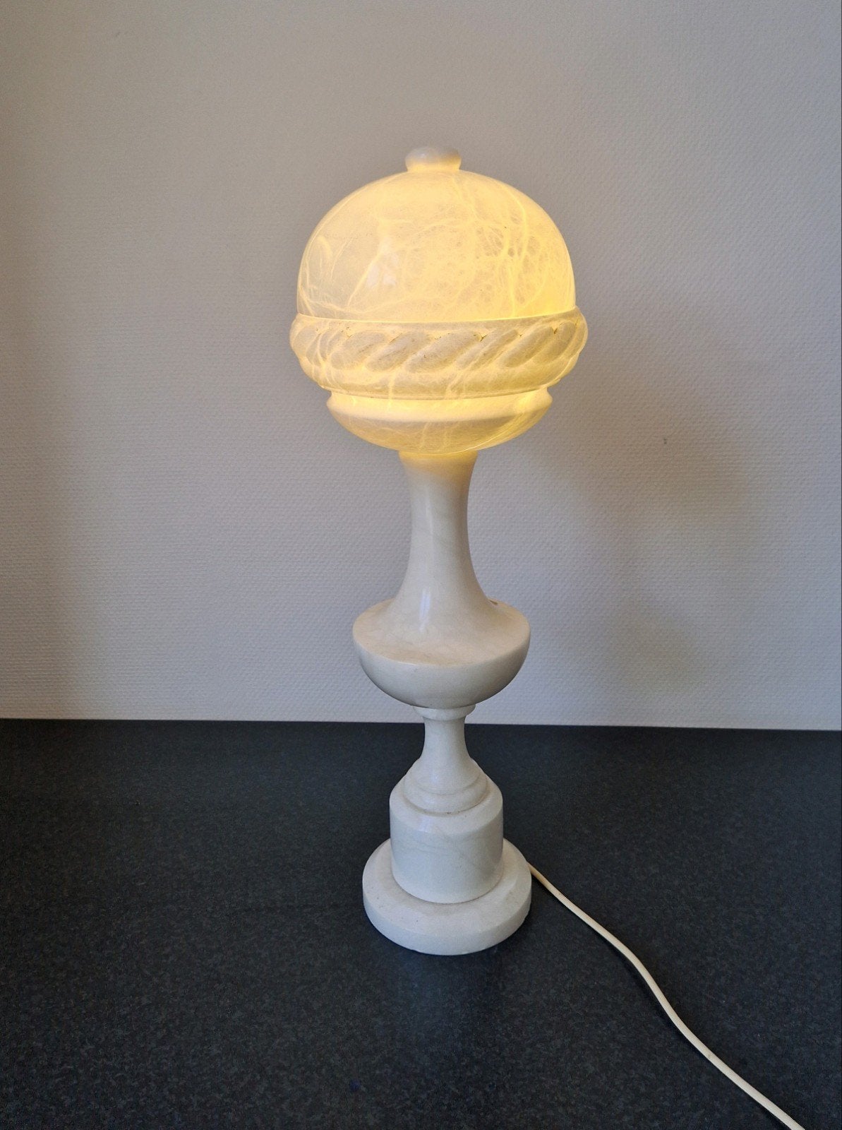 Grote marmer tafellamp vloerlamp globe mushroom, Ophalen of Verzenden, Art deco