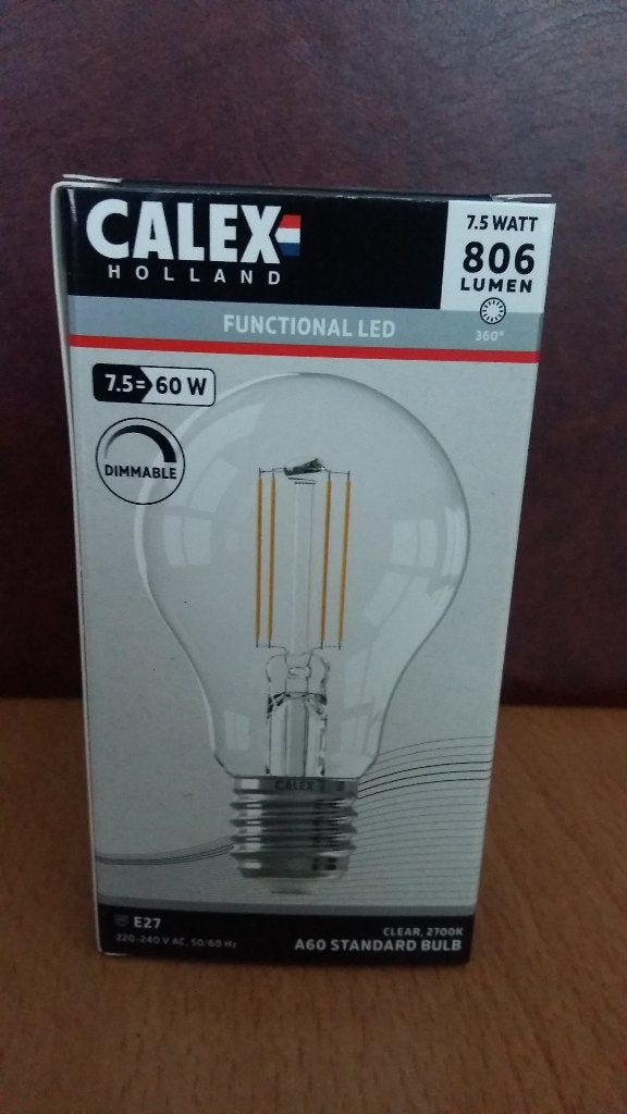 Calex standard bulb clear lampen 806lm dimbaar G60 E27, Ophalen, Nieuw, E27 (groot), Led-lamp