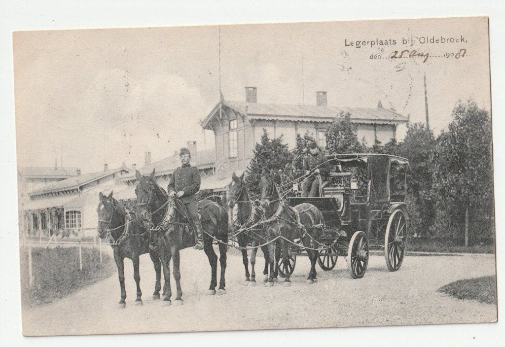 Ansichtkaart koets legerplaats bij Oldenbroek 1908, Verzenden, Overige typen, X, Nederland