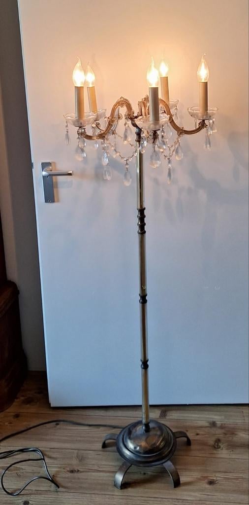 Staande kroonluchter met originele kartonnen kaarshulzen., Ophalen, Gebruikt, 150 tot 200 cm