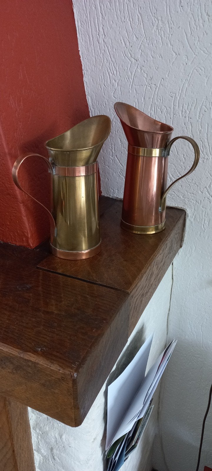 Koperen siervazen, Hoogte 15/25 cm., Ophalen of Verzenden