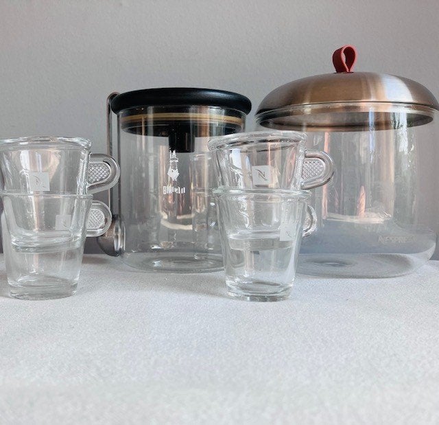 Nespresso Lume / Bialetti pot glas / 4x nespresso kopjes, Ophalen of Verzenden