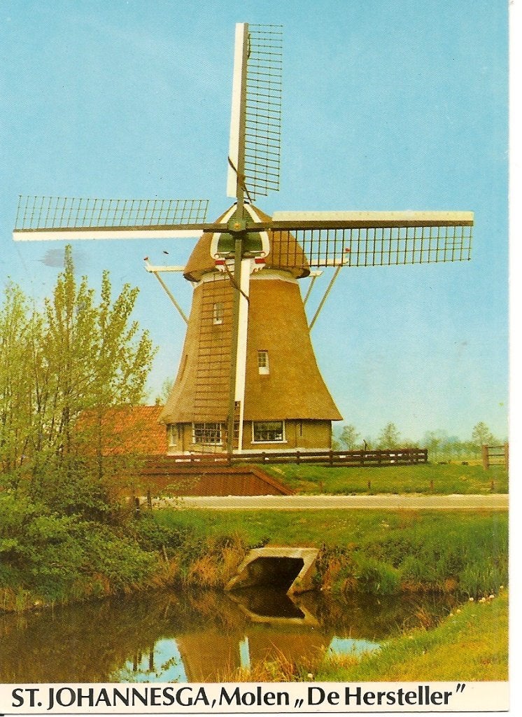 Ansichtkaart Molen "De Hersteller" St. Johannesga, Ophalen of Verzenden, 1960 tot 1980, Ongelopen, Friesland